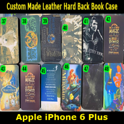 Custom Made Leather Hard Back Book Case For iPhone 6 Plus A1522 with Magnetic Strap Shell (37-48) Slim Fit Look